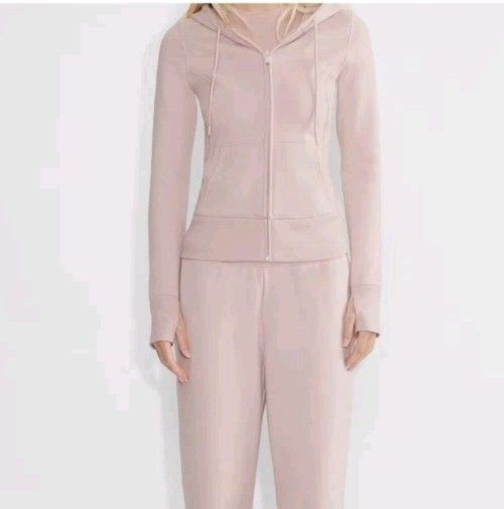 Aritzia Sweatfleece Cozy Fleece Snug Fit Zip Hoodie Bow Pink Women's S F14.5 - Picture 12 of 12